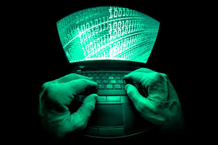 POV hacker hands.