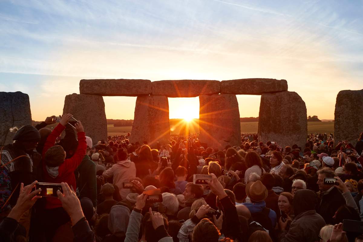 Thousands of revellers celebrating summer solstice and the dawn of the longest day of the year at Stonehenge this morning on June 21, 2018, in Wiltshire, England.