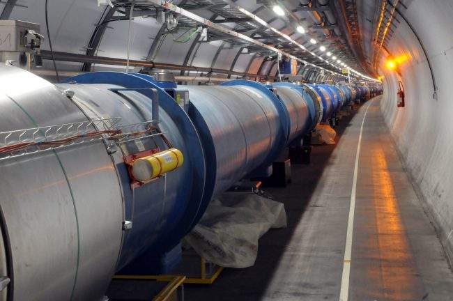 A section of the Large Hadron Collider’s 27-km tunnel pictured April 29, 2008.