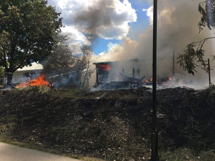 Two houses were destroyed by fire in Grand Forks., B.C., on Wednesday.