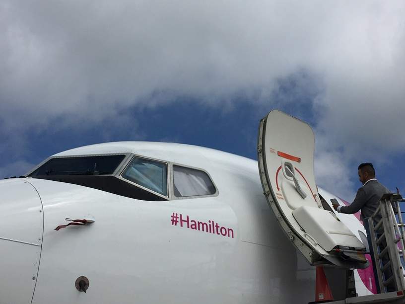 The airline’s first plane has been named “#hamilton” after the city from which its first flight will depart.