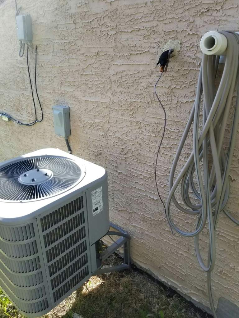 The copper connecting this AC unit to Marcie Naismith’s home was removed.