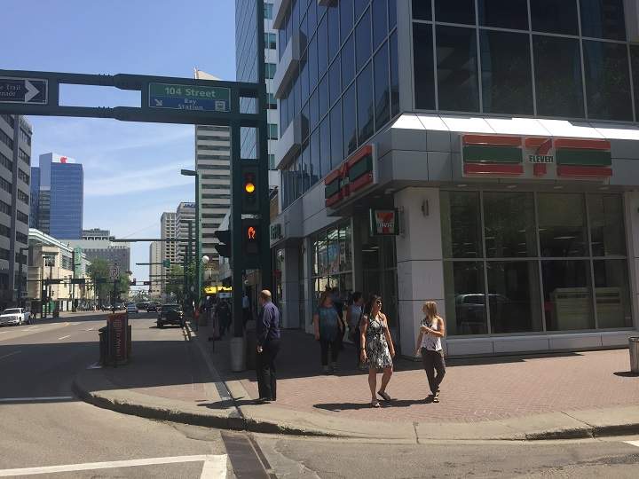 The 7-Eleven at Jasper Avenue and 104 Street on June 7, 2018.