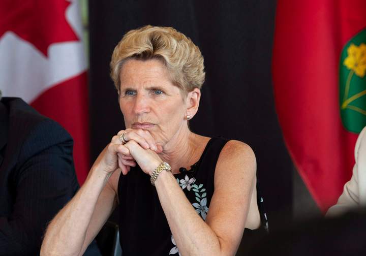 Ontario Liberal Party Leader Kathleen Wynne listen to students at the University of Waterloo during a campaign stop in Waterloo, Ont., on Friday, June 1, 2018. 