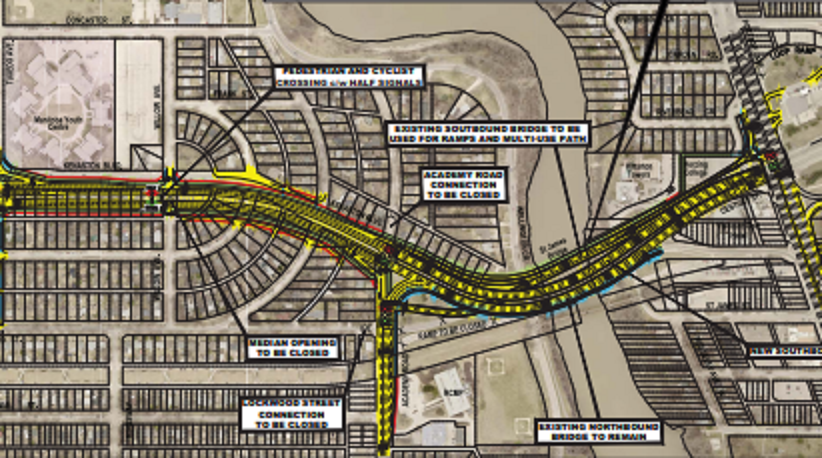 A map showing the functional design of Route 90 between Taylor and Ness Avenues.