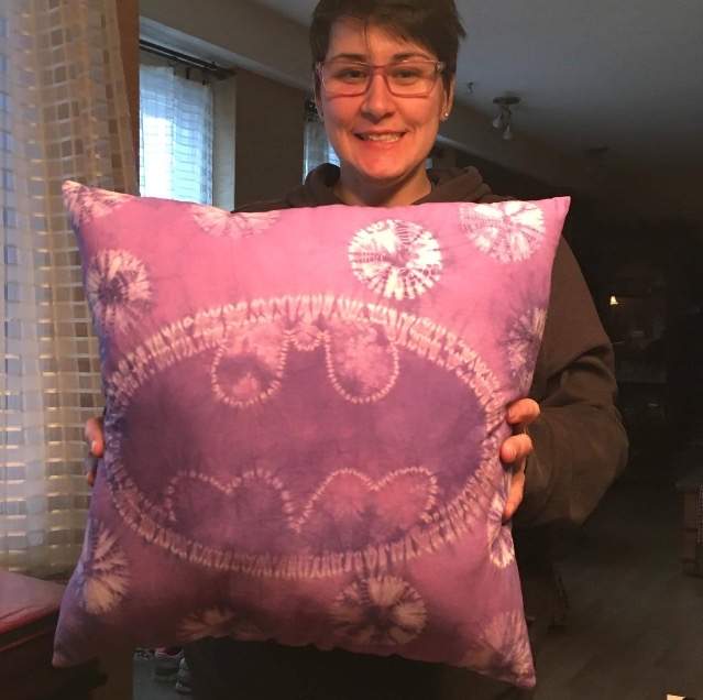 Leonka Kaluha with her art creation