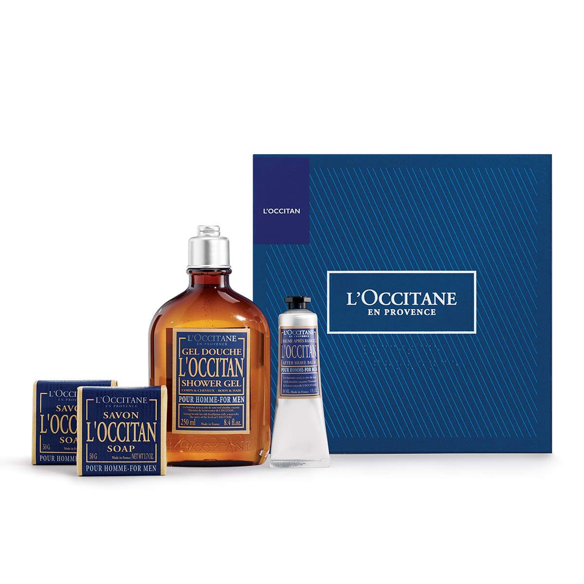 Sometimes Dad needs a little TLC. This L’Occitan collection for the “modern gentleman” includes an aftershave balm, shower gel, soap and gift box.