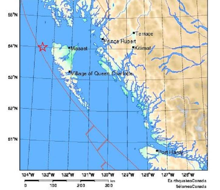 No tsunami or damage expected after earthquake west of Haida Gwaii - image