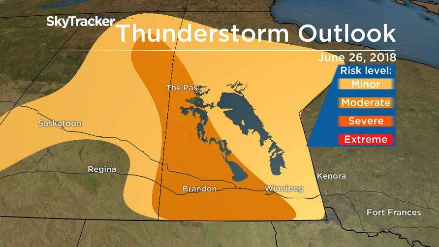Thunderstorm outlook for June 26, 2018.