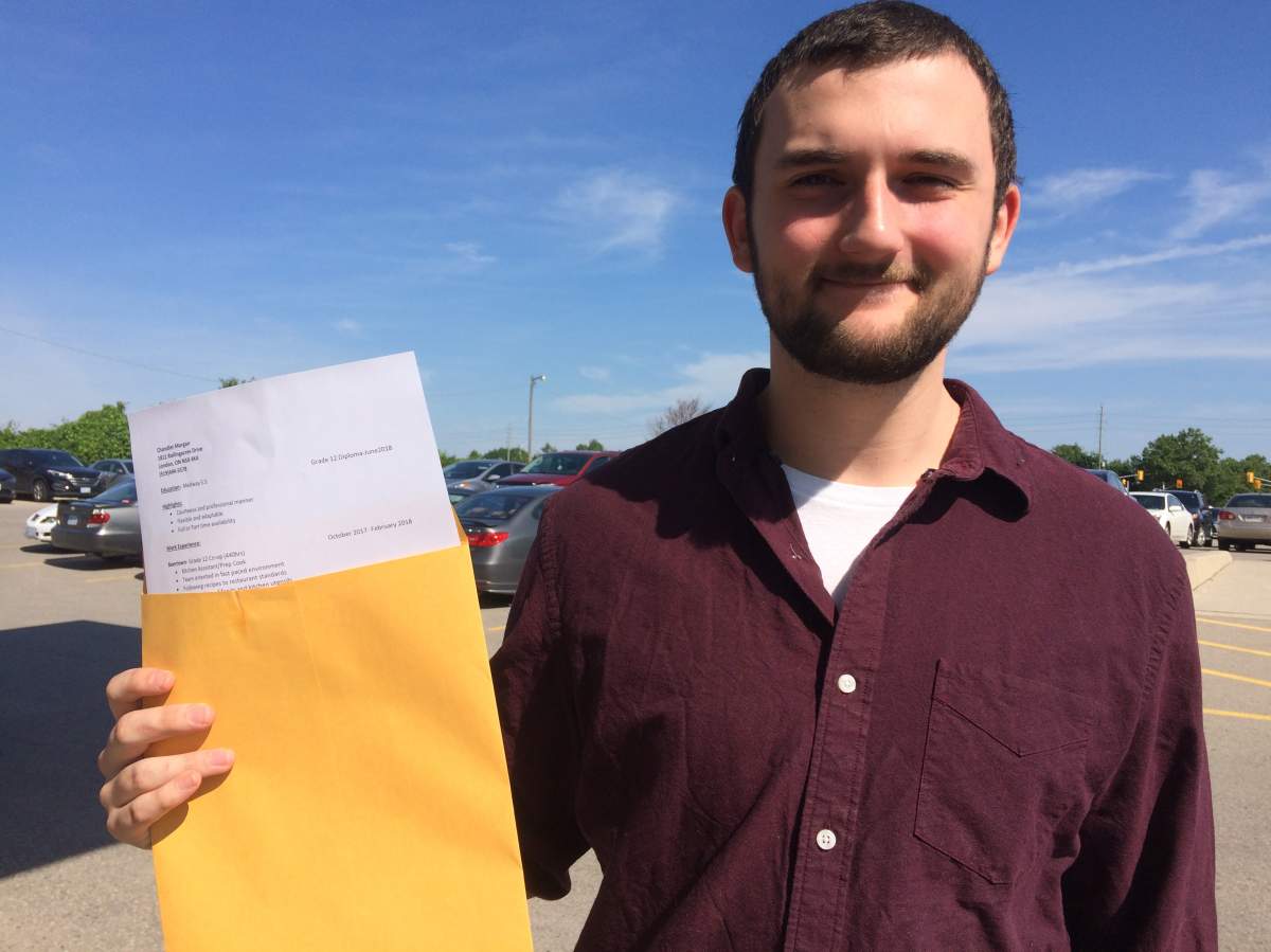 Chandler Morgan is among the applicants looking to score a position at a job fair for London's Nestle plant on June 21, 2018.