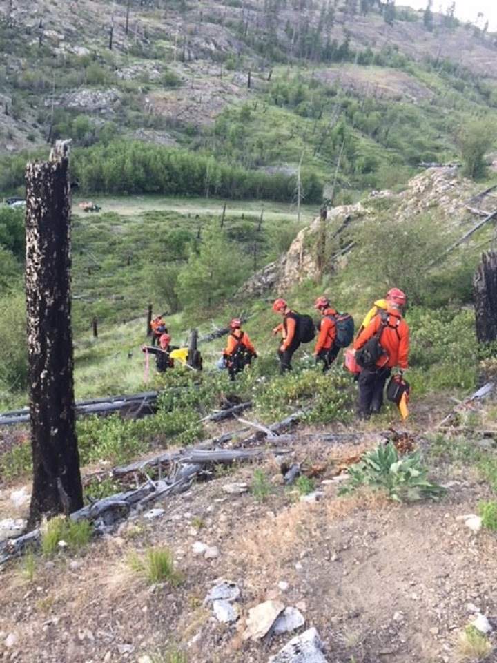The steep terrain that Penticton Search and Rescue had to deal with in rescuing the injured mountain biker.