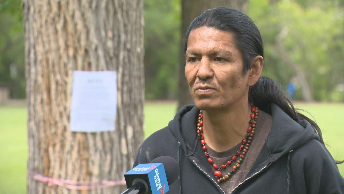 Prescott Demas says he has no intention of leaving the protest camp despite the eviction notice behind him. 