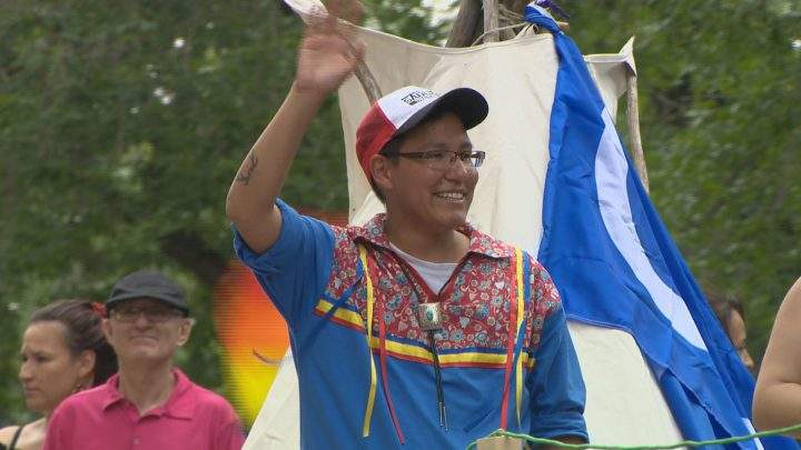 Jack Saddleback in the Saskatoon Pride Parade.