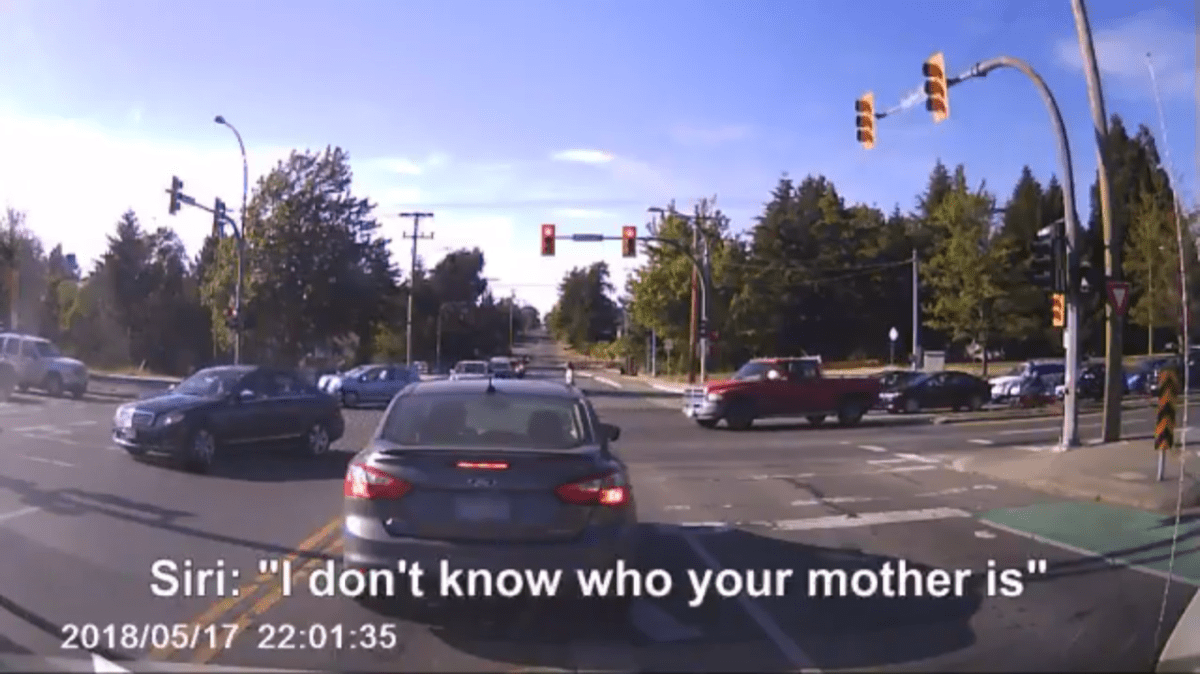 Screengrab shows driver trying to call 911 by using Siri on an iPhone. 