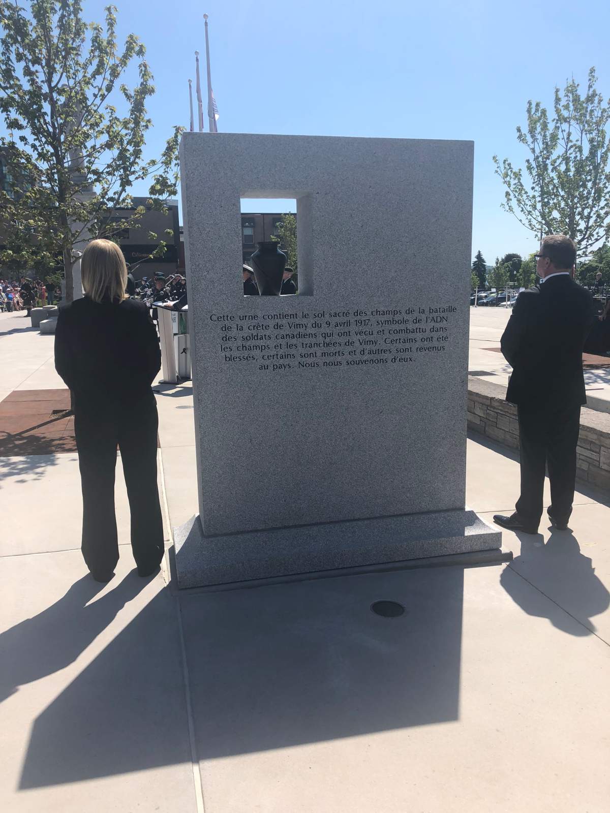 The monument at Memorial Square honours the memory of soldiers who lost their lives at Vimy Ridge.