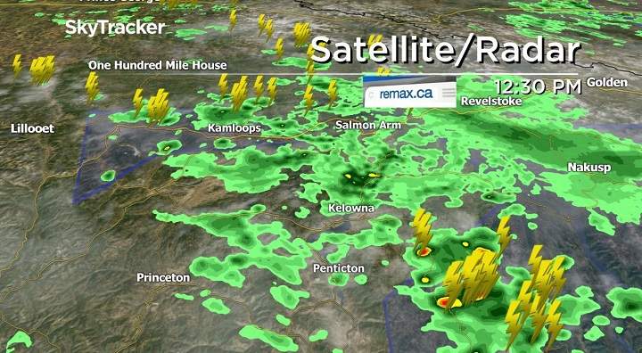 A thunderstorm warning has been issued for the Okanagan and Shuswap.
