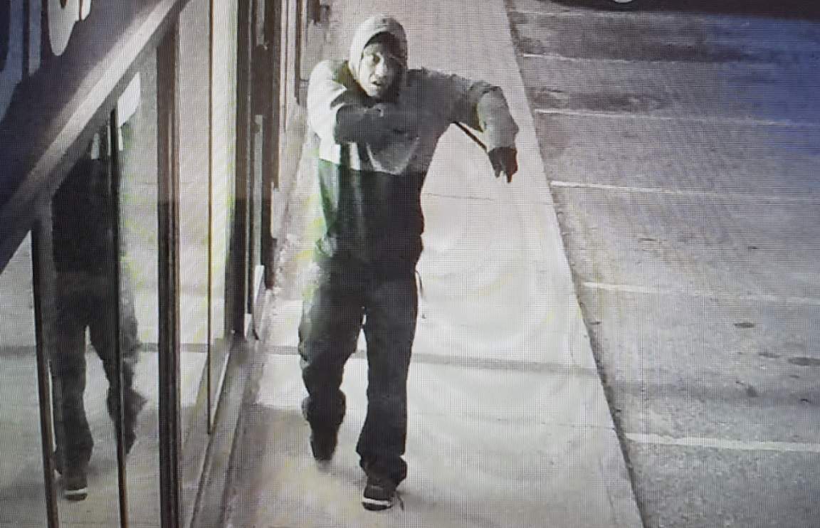 A screen grab from surveillance footage of the male suspect.