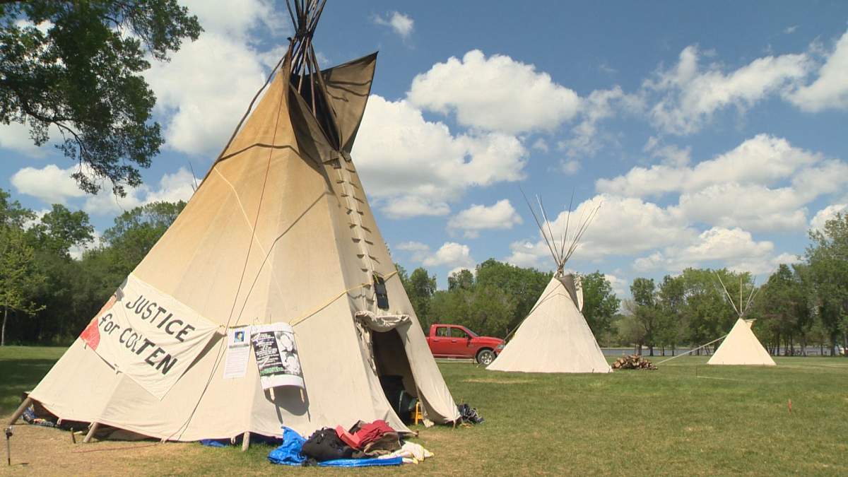 Six teepees now stand at the Justice for Our Stolen Children Camp.
