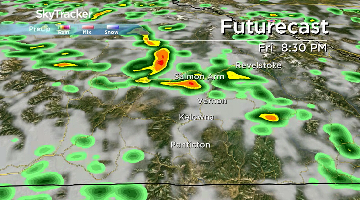 There is a risk of thunderstorms late Friday in the Shuswap and North Okanagan.