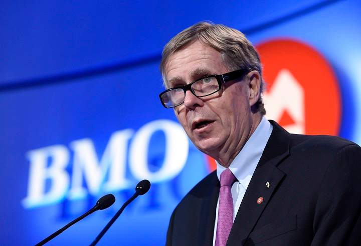 BMO Chairman of the Board Robert Prichard speaks to shareholders at the company's annual general meeting in Toronto on Tuesday, March 31, 2015.