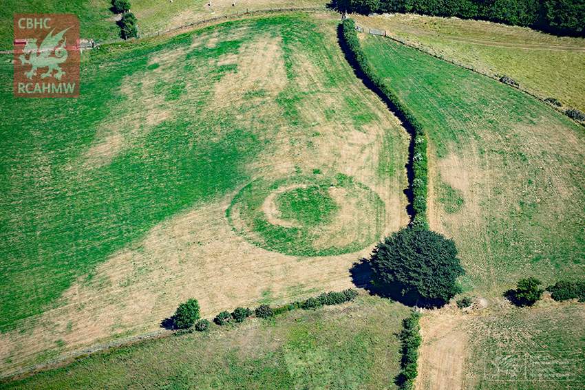 The outline of Wales' Castell Llwyn Gwinau, dating back to medieval times.