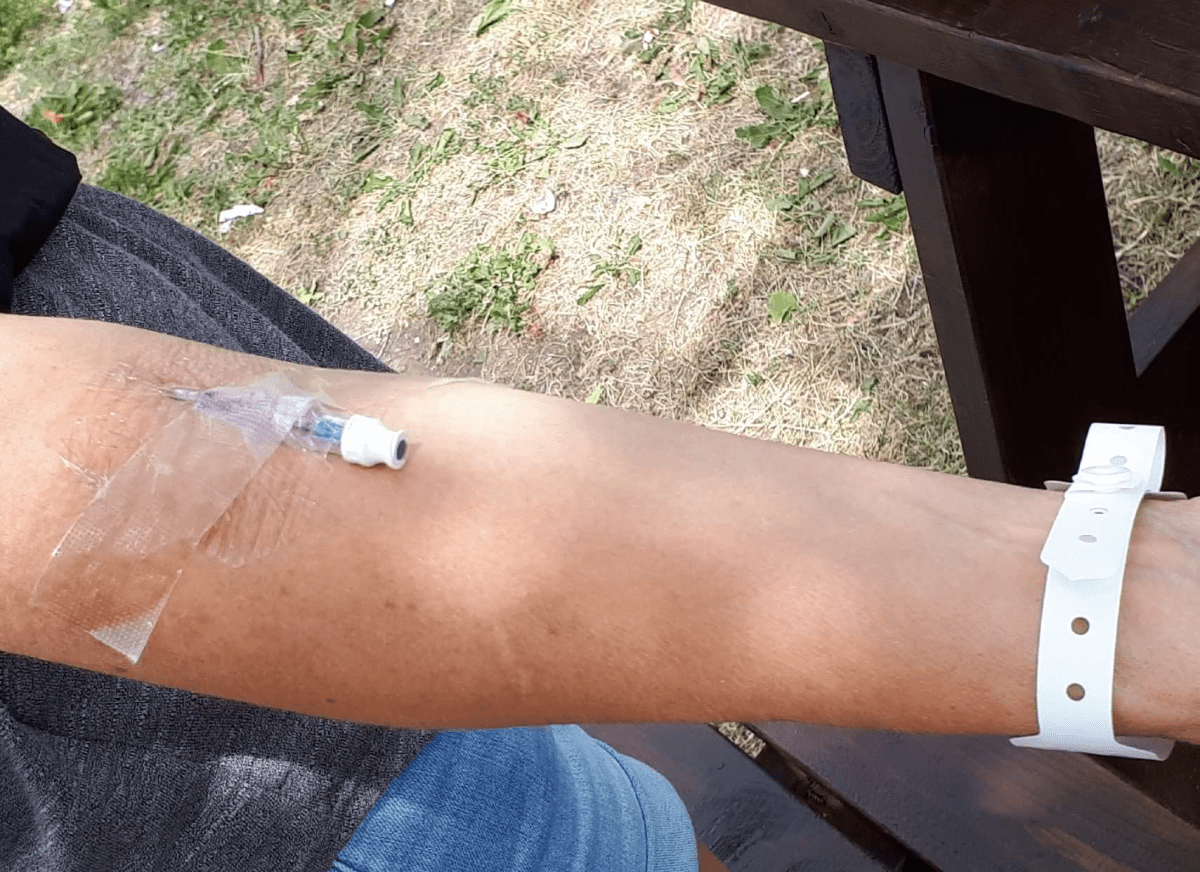 Martine Ouellet says an intravenous needle was left in her arm at the Lakeshore General in Montreal.