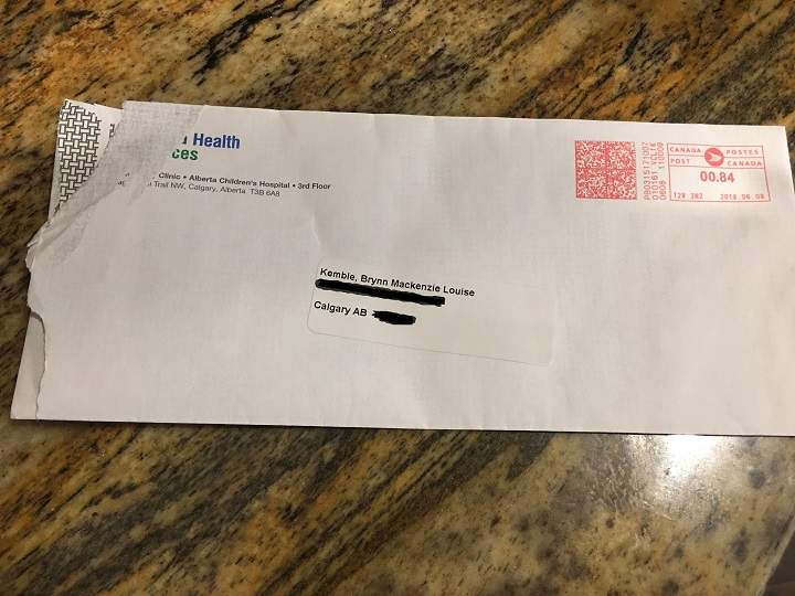 A Calgary family received mail from Alberta Health Services that had another patient's medical information inside. 