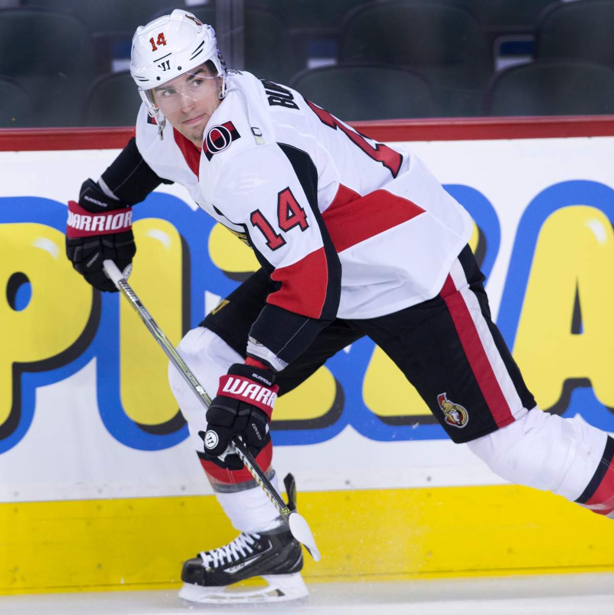 NHL profile photo on Ottawa Senators player Alexandre (Alex) Burrows at a game against the Calgary Flames in Calgary, Alta., on Friday, Oct. 13, 2017.