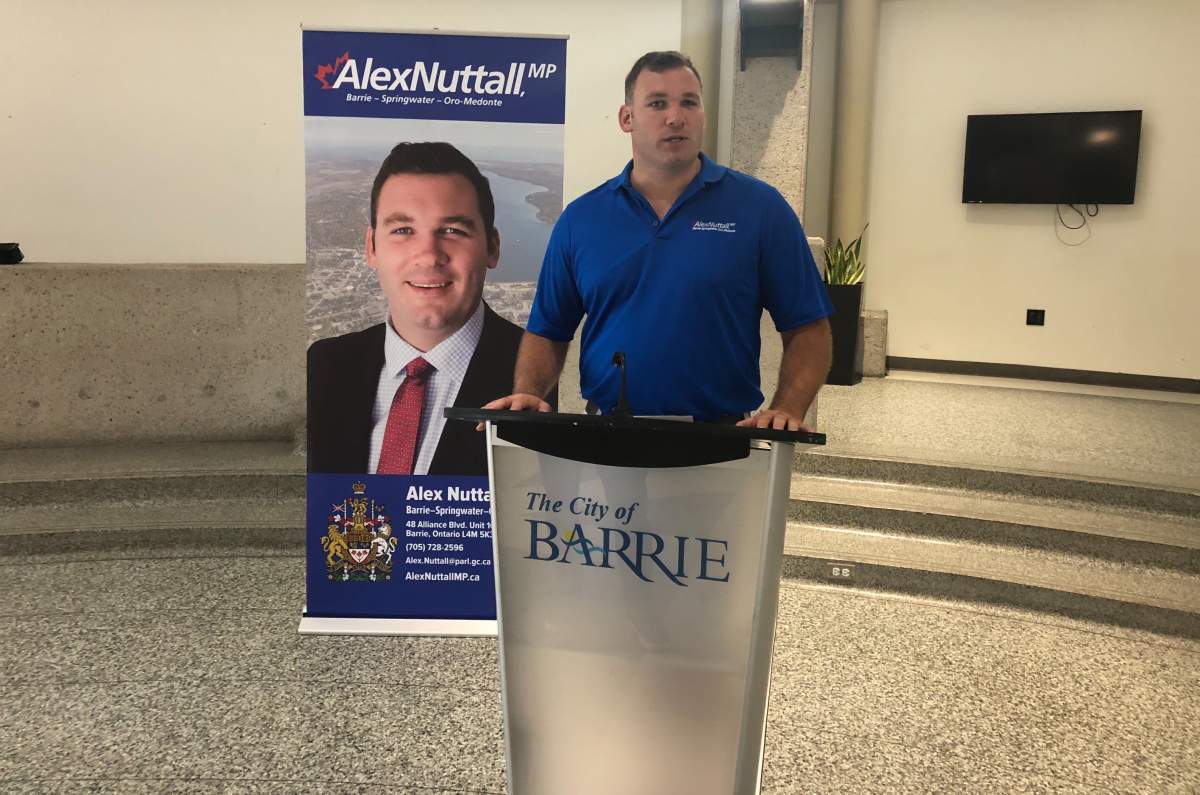 Barrie-Springwater-Oro Medonte MP Alex Nuttall (above) makes a Canada Summer Jobs Program announcement at Barrie City Hall on July 16.