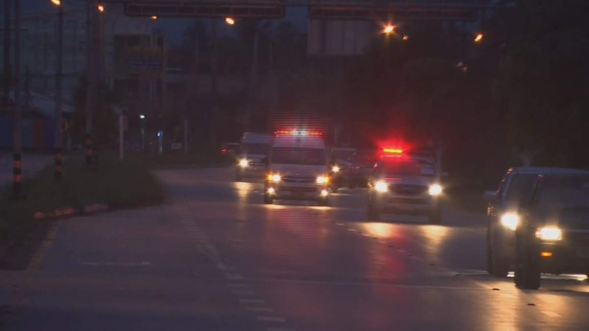 Two ambulances were seen leaving the cave in northern Thailand hours after the operation began to rescue the trapped young soccer players.
