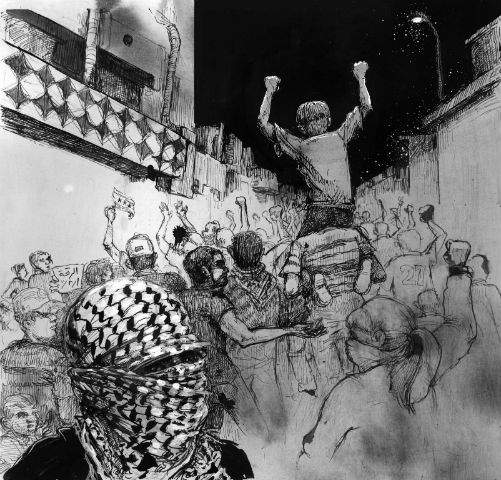 One of artist Molly Crabapple’s illustrations from Brothers of the Gun: A Memoir of the Syrian War.