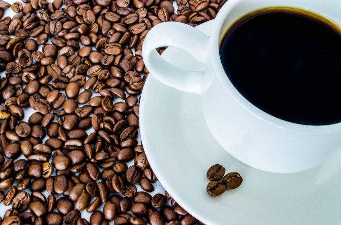 Coffee cup and beans.