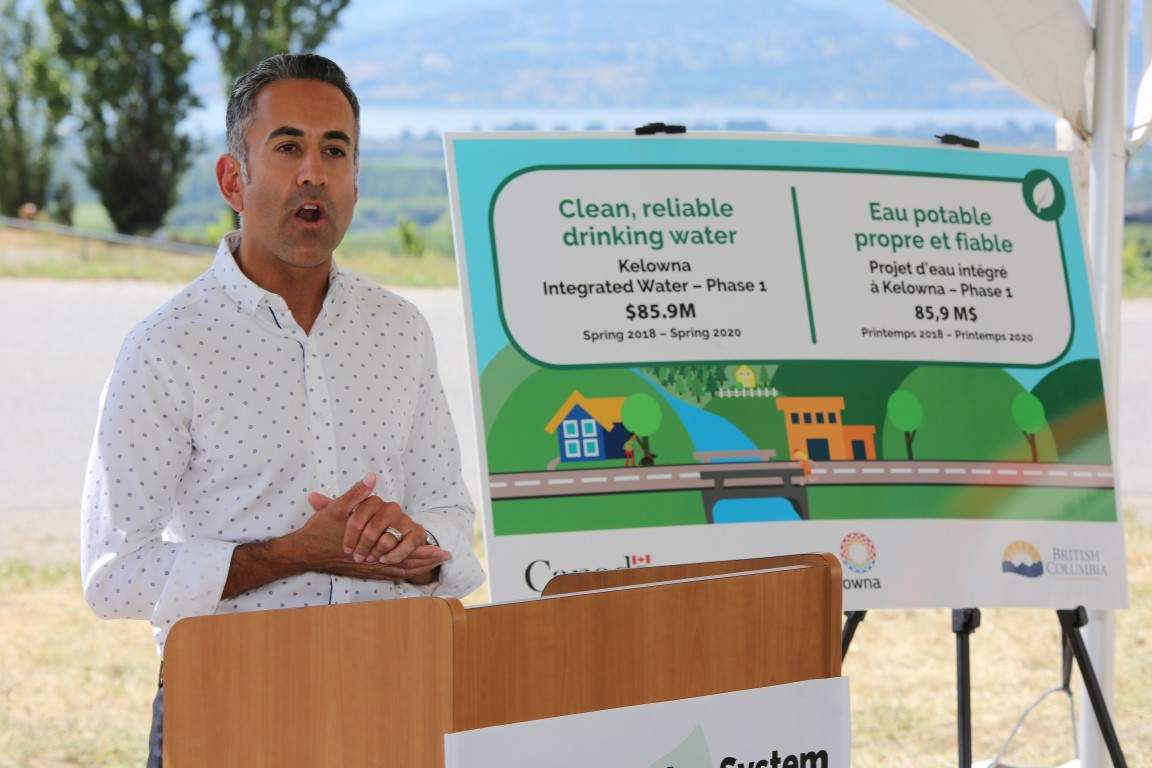 Kelowna mayor Colin Basran speaks during the ground-breaking ceremony on Wednesday.