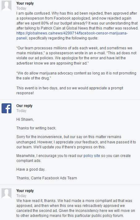 Canada will allow pot, but Facebook isn’t allowing ads talking about it - image