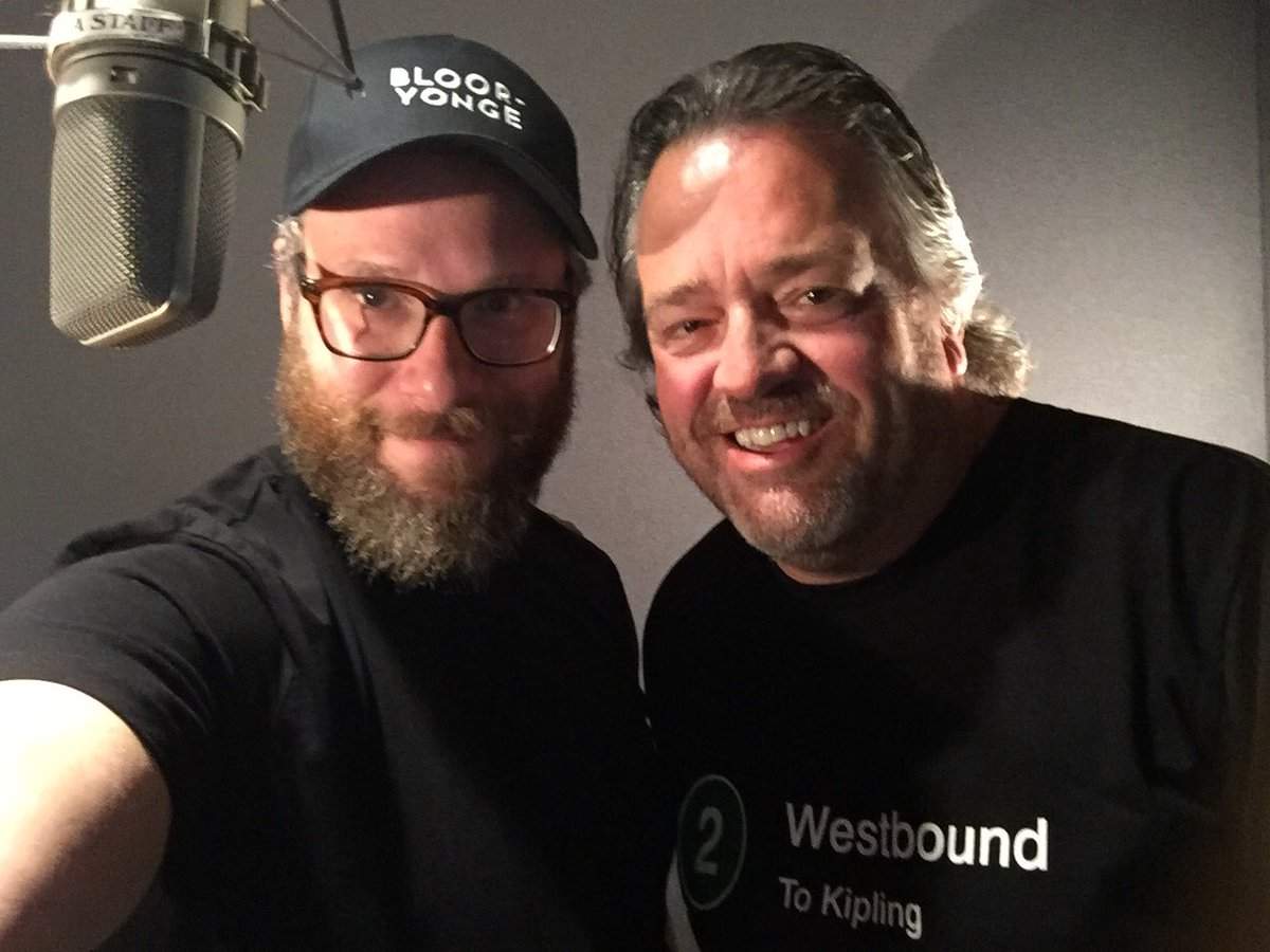 Actor Seth Rogen posed for a photo with Brad Ross of the Toronto Transit Commission.