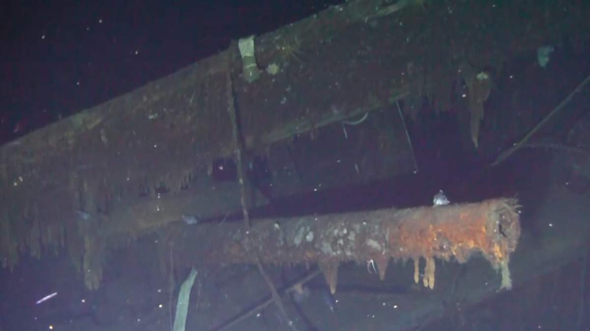The wreck of the Dmitri Donskoi is shown in this image captured by cameras on the DeepWorker submarine in July 2018.