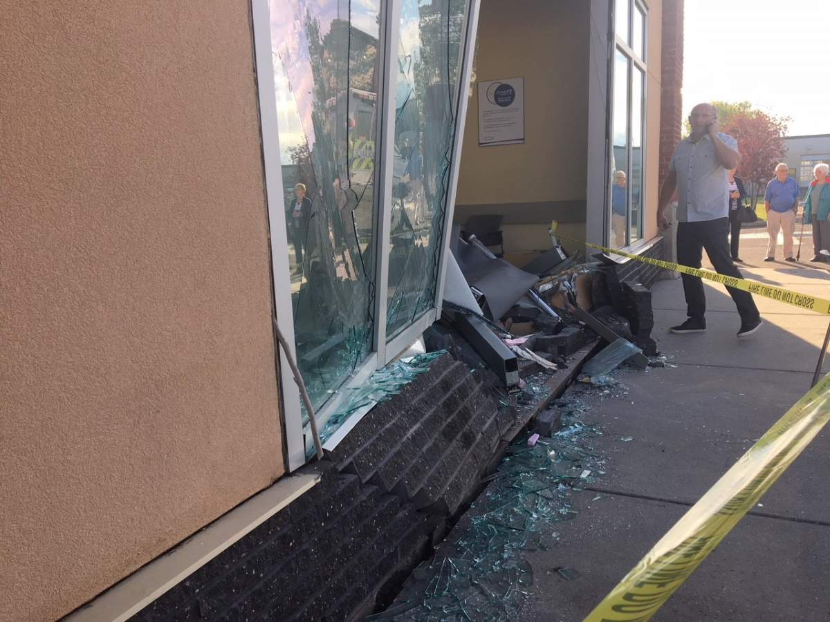 A car drove through the front window and into the DynaLife clinic near 128 Street and 140 Avenue in northwest Edmonton on Monday morning. July 9, 2018.
