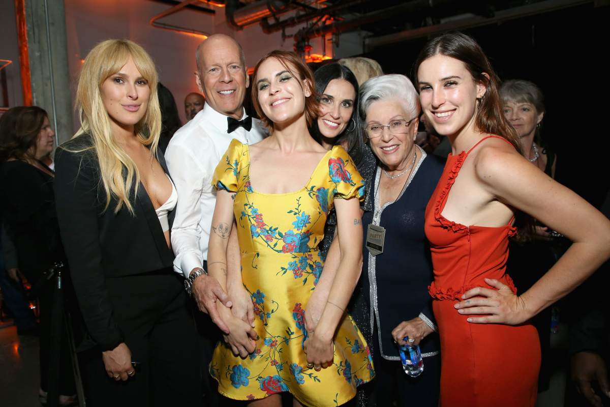 LOS ANGELES, CA – JULY 14: (L-R) Rumer Willis, Bruce Willis, Tallulah Belle Willis, Demi Moore, Marlene Willis and Scout LaRue Willis attend the after party for the Comedy Central Roast of Bruce Willis at NeueHouse on July 14, 2018 in Los Angeles, California. (Photo by Phil Faraone/VMN18/Getty Images For Comedy Central)