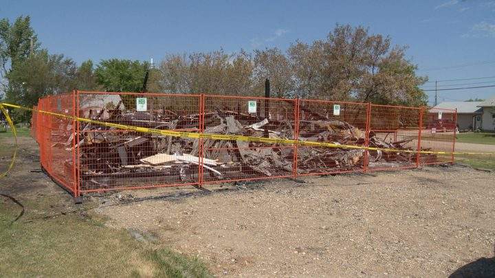 A fire destroyed the Grindheim’s home in Hanley, Sask., on June 25.