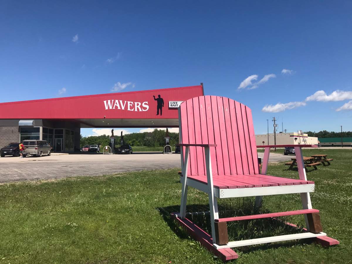 The chair along seen 
 along highway 59 north at Wavers.
