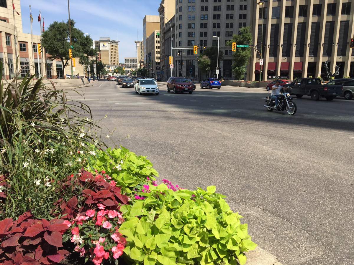 Portage and Main in Winnipeg.
