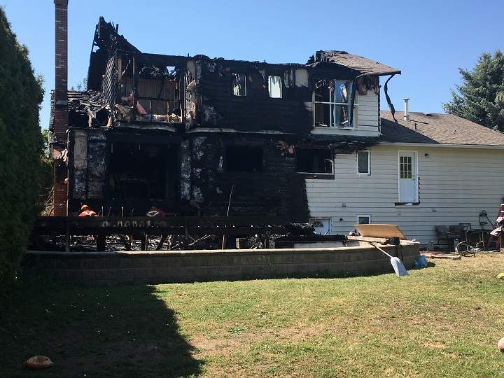 A view of the fire damage at the back of the house on Turner Road.