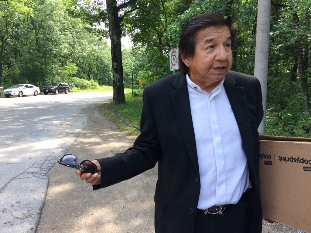 Maynard T. George addressed media just outside the Pinery Provincial Park gates Monday morning.  