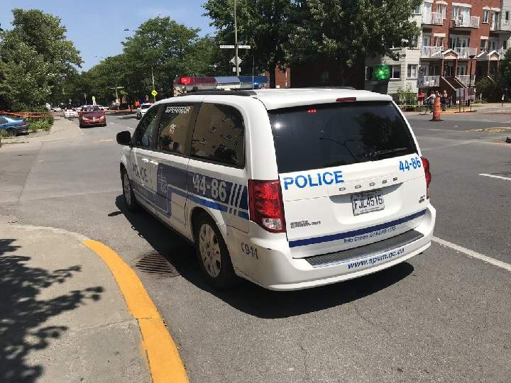 Montreal police are investigating after a collision involving a car and a cyclist in Rosemont. Monday, June 30, 2018.