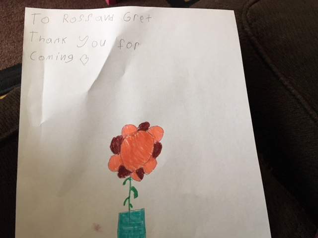 Nevaeh took the time to draw a little picture for reporter Ross Lord and camera operator Grey Butler.
