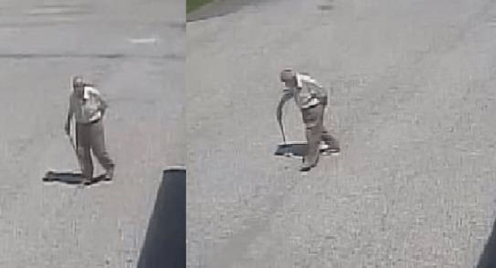 A screen grab of surveillance footage filming the suspect in question.