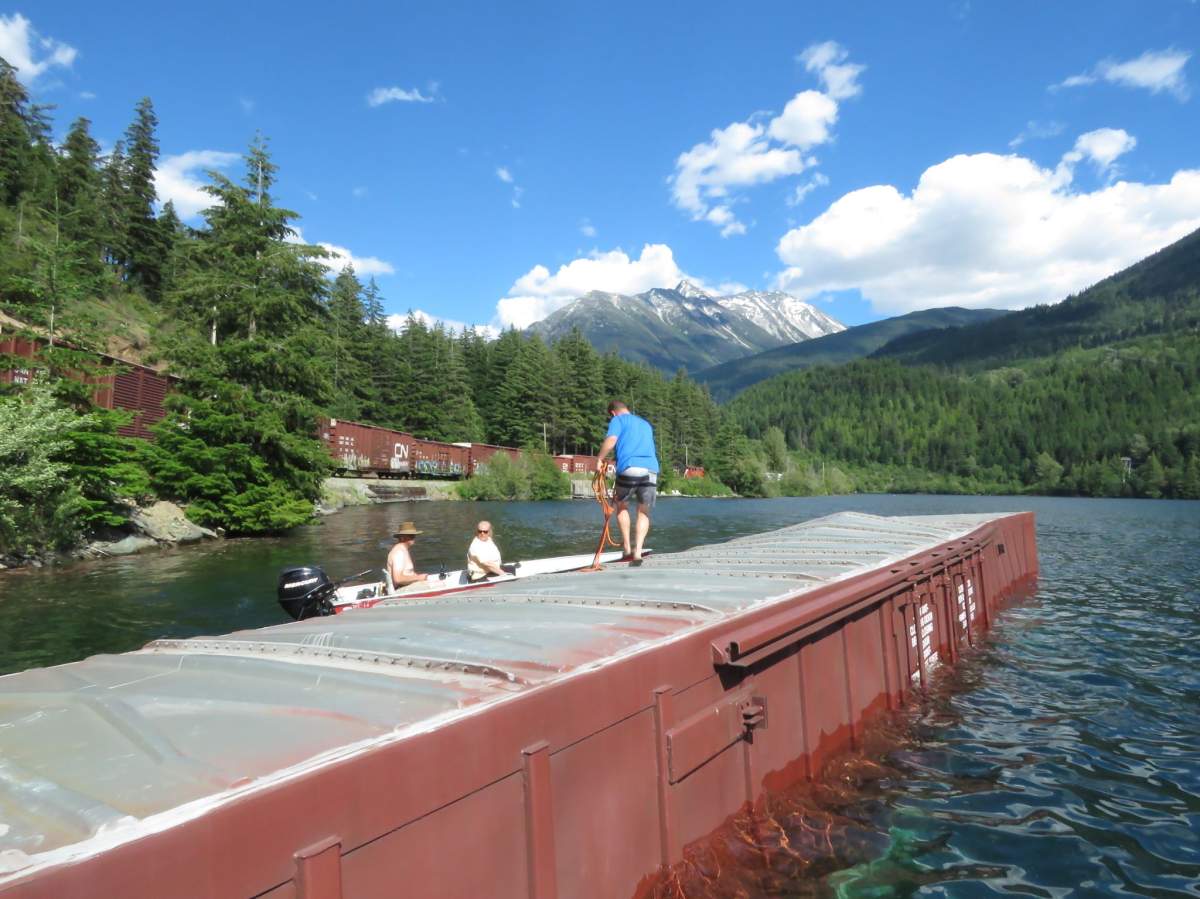 A train car after it derailed on Gates Lake, north of Pemberton, B.C., on July 11, 2018.