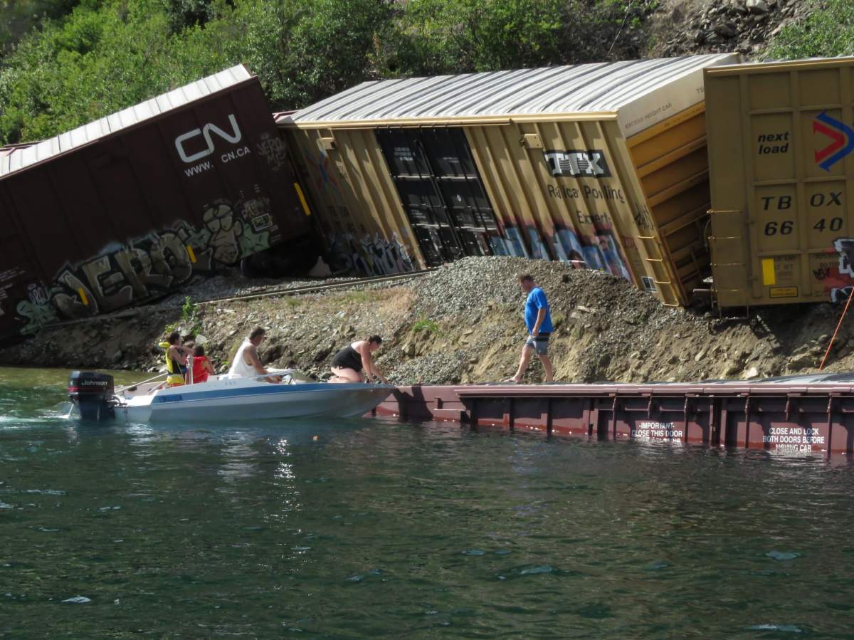 The scene of a train derailment north of Pemberton on July 11, 2018.