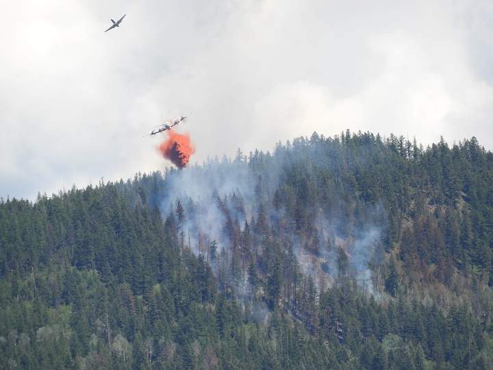 Water bombers attacking a fire in the BX area of Vernon today.