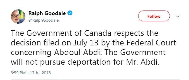 ‘He’s overwhelmed, but he’s happy’: Abdoul Abdi’s sister pleased deportation process halted - image